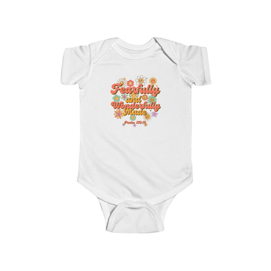Floral Baby Bodysuit – “Fearfully & Wonderfully Made” | Christian Infant Outfit
